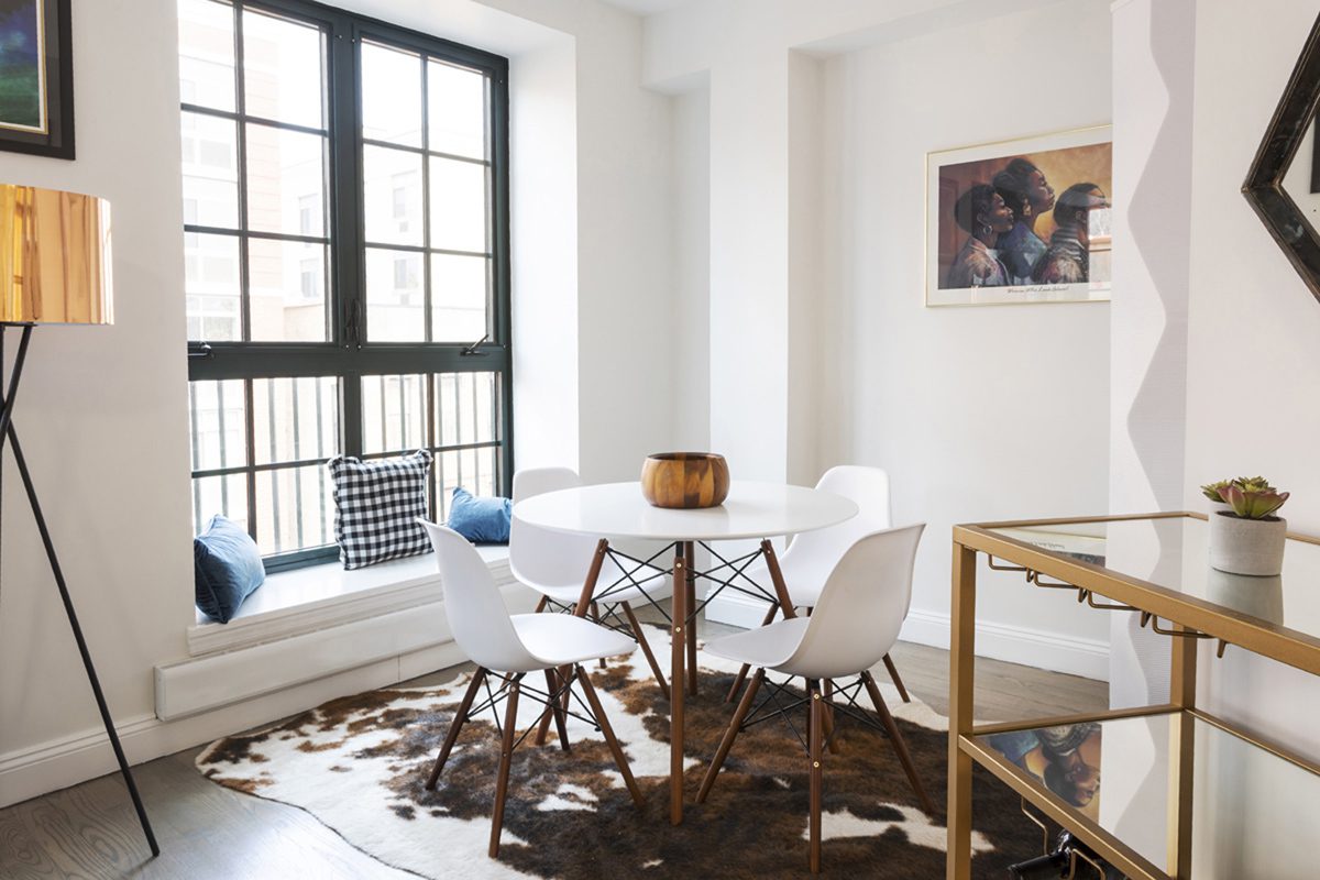 Bright dining space with chairs