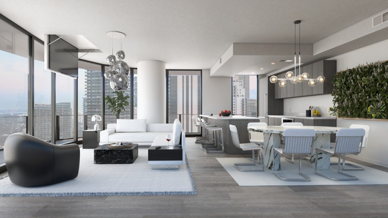 Contemporary living room with neutral palette